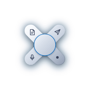 Open: each blade carries its own icon, and the ball in the middle opens the panel.